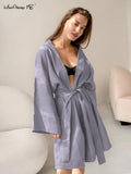 Cotton Sleep Dress Women Long Sleeve Casual Sahes Dress Short Nightgown Drop Shoulder Home Dress Female Solid