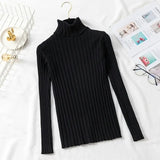 Winter Jumper Turtleneck Sweater Knitted New Green Women Sweater Pullover Long Sleeve Slim Striped Vintage Sweaters