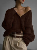 Women's Imitation Sting Cardigan Women Lazy Wind Loose Sweater Soft Long-Sleeved Knitted