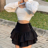 Summer New Hot Girls Sexy Slim Side Waist Tie Half Skirt Women's Fashionable Dress-Outfit