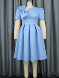 T900l Dical Collar Bow Dress Loose Comfortable Big Skirt A Dress