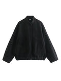 Autumn And Winter New Women's Casual Multi-Color Loose Wool Jacket Dark Buckle Collar