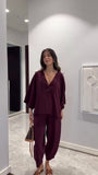 Women's Suited Casual Casual Long Sleeve R-Shirt Pants Solid Color Set For
