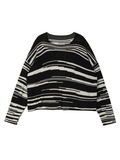Oversized Stripe Jumper Knit Sweater-Outfit