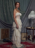Corset Chiffon Frill Tiered Maxi Dress-Outfit