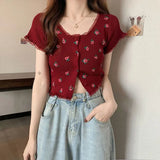 Bubble BM Broken Flower T-Shirt New Short Ins Lace Korean Version Sweet Renoval Sweet Sleeve