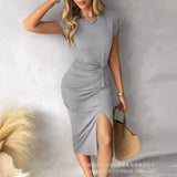 Women's New Kink Short Sleeve Casual Dress JCK0065-Outfit
