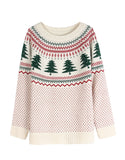 And Winter New Christmas Sweater Women Loose Knitted Green Pine Embroidered Clothes On The