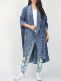 Toloer Ebay Cardigan Denim Trench Coat Women's Fashion Lapel Bat Sleeve Loose Coat Female Tide-Outfit