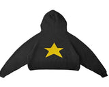 Back Star Print Hooded Oversized Sweater-Outfit