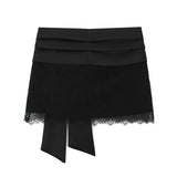 New Silk-Sense-Sensitive Bow Trim Lace-In-Use 466114 Miniskirt