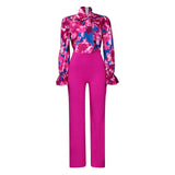 Women's Clothing 2025 Autumn And Winter Loose Large-Size Casual Print Long-Sleeved Shirt Broad Leg Pants