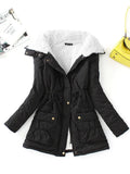 VAREY LIN New Winter Cotton Coat Women Casual Slim Snow Outwear Medium-long Wadded Jacket Thick Cotton Padded Warm