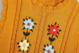 Flowers Embroidery Yellow Vest-Outfit
