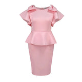 Women's Bow Bow Lotus Leaf Dress Banquet Party High Waist Dress