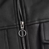 Toloer New Women's Fashion Imitation Leather Pilot Loose Jacket Jacket 874125-Outfit