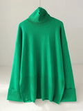 Sweaters Oversize Turtleneck Pullover Loose For Winter Autumn Orange Soft Warm Pulls Split Hem Women's Sweaters
