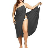 Toloer New Plus Size Dress Solid Color Sexy Sling Beach