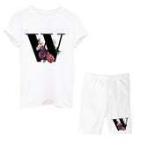 Suitst Shirt Short Sleeves Wide-Legged High-Waisted Shorts Two-Piece LOGO Printed Casual Suit For