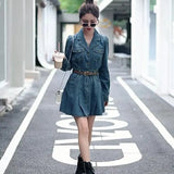 Toloer Hot Style Denim Dress Female 2024 Spring And Autumn New Small Fashion Temperament Slim Waist Short Skirt-Outfit