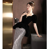 Evening Dress Dresses Women's Banquet Light Luxury Small Adult Hosts French Fishtail Temperament Long Evening
