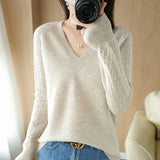 Toloer Out Makes Bottom Unlined Upper Garment Female Autumn Dong New Style Sweater Inside Jacket Long Sleeve Sets Foreign Style Slim V Gets Sweater Female-Outfit