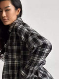 Style Collar Loose Shirt 2025 Autumn Check-In Long-Sleeved Pocket Women's