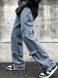 Men's Strap Detail Vintage Cargo Jeans-Outfit