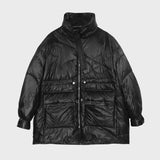Aachoae Women Solid Thick Warm Lightweight Down Jacket Winter 2021 Long Sleeve Coat With Pockets Female Chic Duck Down