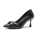 Temperament Thin Heeled Women 2025 New Nude Dress Fairy Warm Soft Leather Professional Single