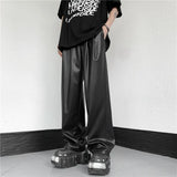 Leather Trousers For Men In Spring And Autumn Harajuku Harajuku Style Loose And Simple Trend Ins100 Mop Floor Wide Legs Long Trousers-Outfit