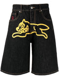 Sales Hip-Hop Flying Dog Printed Denim Shorts Men's High Street Trend Brand Ins Leisure Five-Cent Pants-Outfit