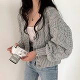 Cable Knit Button Down Cardigan-Outfit