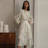 Toloer Women's Wear 2023 New Loose Dress With Bubble Sleeves Temperament Fashion Print Skirt A-Line Skirt-Outfit