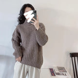 2020 Winter Korean Style Women Casual Thickened Soft Wool Blended Knitted Turtleneck Pullover Long Sleeve Oversized