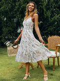 Hot Summer Sexy Dress INS Shoulder Side Slit Back Deep V-Collar Dress-Outfit
