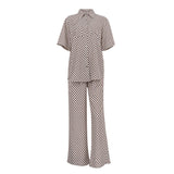 Toloer Women's Summer New Print Suit Short-Sleeved Shirt With High-Waisted Trousers Casual Two Sets For Women-Outfit
