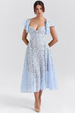 Long Dress Court Lace High-Rise Thin V-Neck Sexy Short-Sleeved Dress
