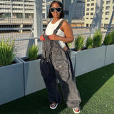 Women's Ins Style Street Big Pocket Wide Leg Pants Loose Hanging