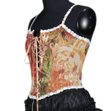 And Winter New Women's Style French Retro Oil Style Sling Vest Fish Bone Shaping Body With