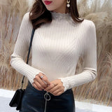Fashion Knitted Pullover Sweater 2022 Women Autumn Winter Half Turtleneck Long Sleeve Knit Tops Elegant Soft Jumper