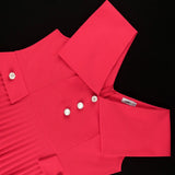 Spring And Summer Temperament V-Neck Dress Country Wind White Red Folded Dress Elegant