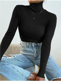Turtleneck Ribbed Knit Sweater-Outfit