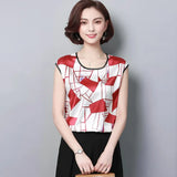 Blouse 2021 Fashion Summer Sexy Casual Silk Shirts Women Printed Blouse Shirt Tops Party Girls Blusas Femininas D733
