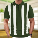 Men's Summer New Striped Spliced Knitted Knitted Short-Sleeved Polo Shirt Tide