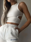 Toloer Summer New I-Shaped Vest Ins Sports Short Crop Hollow Sleeveless Jacket Women-Outfit