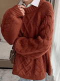 Oversized Cable Knit Sweater-Outfit