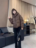 The Temperament Texture Hooded White Duck Down Down Jacket Short Jacket Female Winter Casual Fashion Puff Bread Clothing Add Thick And Versatile-Outfit