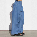 And Summer Thin Tight Waist Denim Trousers Pendant Retro Denim Broad Leg