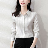 Toloer Senior Sense Stripe Shirt Female Light Ripe Wind Design Sense Minority Professional Temperament High-End Long Sleeve Shirt-Outfit